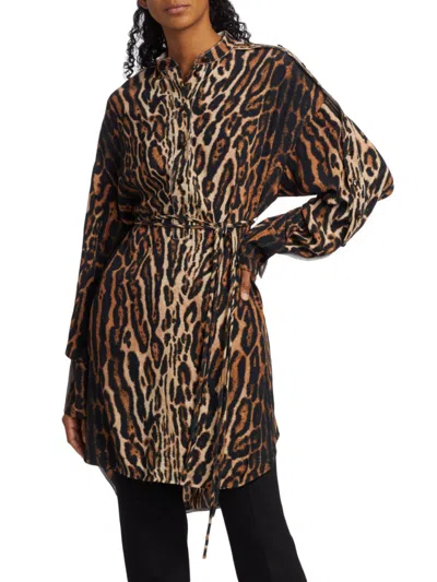 Proenza Schouler Women's Leopard Print Crepe De Chine Shirtdress In Brown Multi