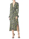 Proenza Schouler Womens Long Sleeve V Neck Midi Dress Black White Yellow In White Multicolor