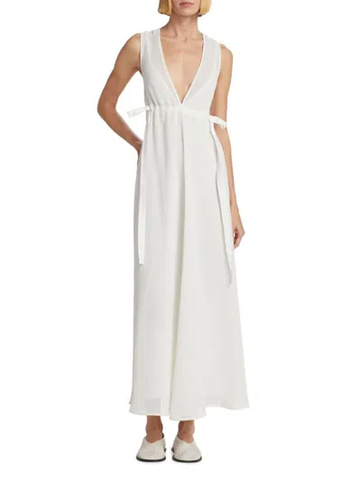 Proenza Schouler Women's Lorna V-neck Midi-dress In Off White