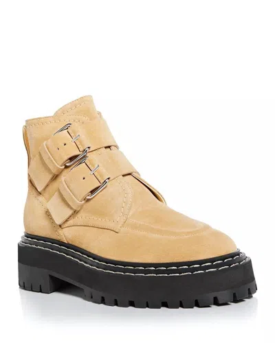 Proenza Schouler Women's Lug Sole Buckle Boots In Dark Beige In Sand