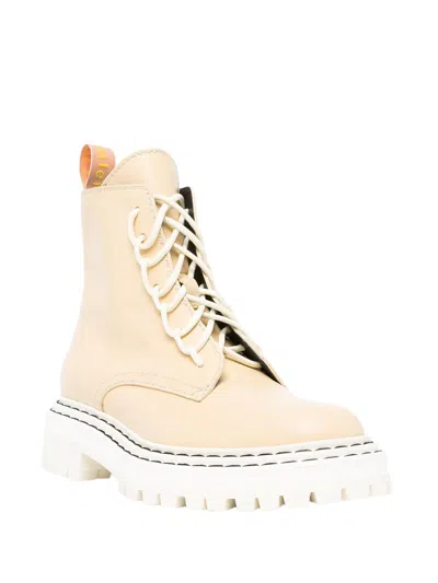 Proenza Schouler Women's Lug Sole Combat Boots In Butter In Yellow