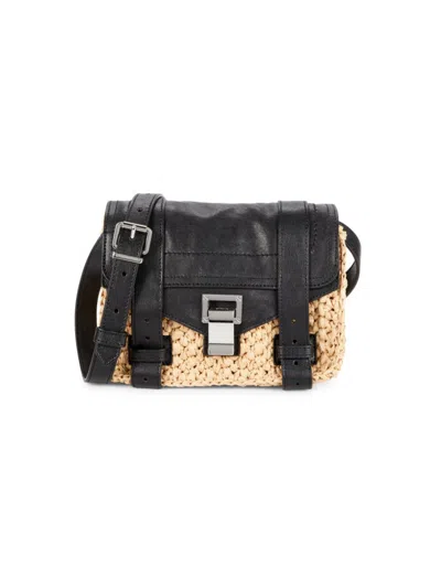 Proenza Schouler Women's Mini Raffia & Leather Crossbody Bag In Black Sand