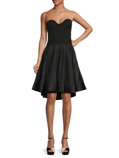 Proenza Schouler Women's Mixed Media Silk Blend Corset Mini Dress In Black