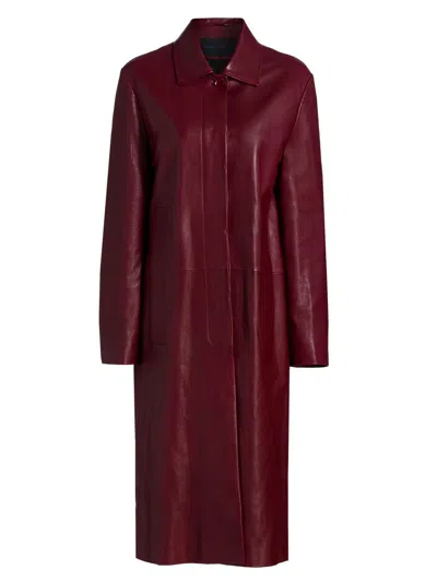 Proenza Schouler Women's Nissi Semigloss Leather Coat In Burgundy