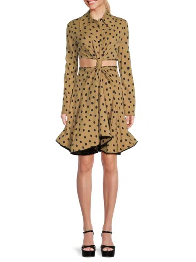Proenza Schouler Women's Polka Dot Mini Dress In Brown