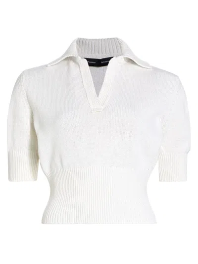 Proenza Schouler Women's Reeve Cotton-blend Knit Polo Top In White