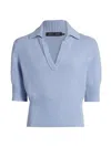 Proenza Schouler Reeve Cropped Cotton Knit Polo Shirt In Blue