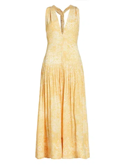 Proenza Schouler Women's Simone Printed Halter Midi-dress In Mustard Multi