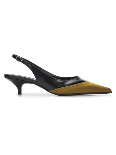 Proenza Schouler Women's Slash 40mm Satin-leather Mules In Black Pistachio