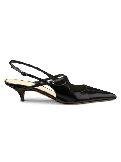 Proenza Schouler Women's Slash Crossover 40mm Metallic Kitten-heel Pumps In Black