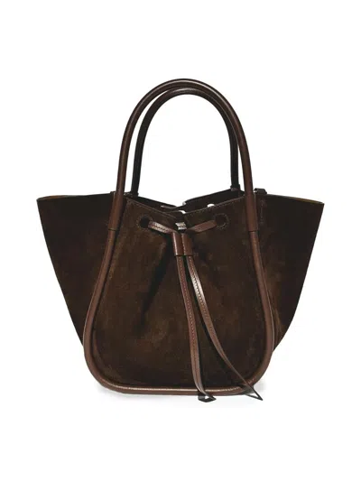 Proenza Schouler Women's Small Ruched Suede Tote Bag In Brown