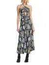 Proenza Schouler Printed Viscose Crepe De Chine Halter Dress Black Multi In Black Multi