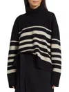 Proenza Schouler Sandra Stripe Cashmere Wool Turtleneck Sweater In Black Multi
