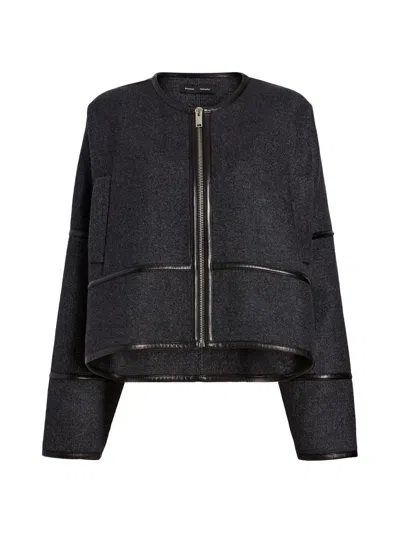 Proenza Schouler Women's Ticiana Double Wool-blend Twill Jacket In Gray