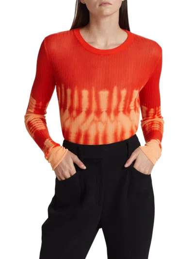 Proenza Schouler Women's Tie Dye Rib Sweater In Orange Multi