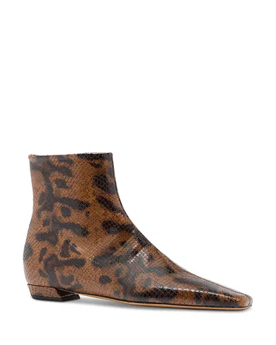 PROENZA SCHOULER WOMEN'S TRAP FLAT PYTHON EMBOSSED ANKLE BOOTS