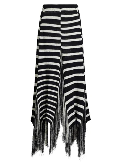 Proenza Schouler Women's Yves Striped Cotton Fringe Maxi Skirt In Multi