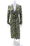 Proenza Schouler Womens Long Sleeve V Neck Midi Dress Black White Yellow In Multi