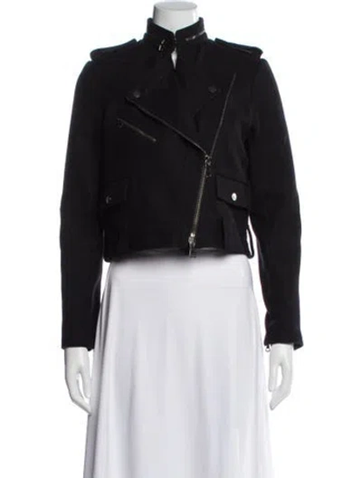 Pre-owned Proenza Schouler Wool Biker Jacket In Black