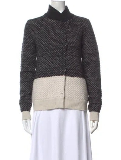 Pre-owned Proenza Schouler Wool Colorblock Pattern Sweater In Black