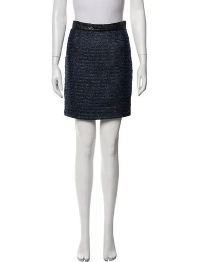 Pre-owned Proenza Schouler Wool Mini Skirt In Black/blue
