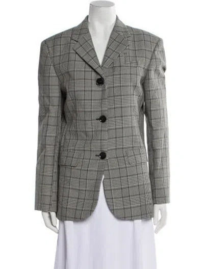 Pre-owned Proenza Schouler Wool Plaid Print Blazer In Gray