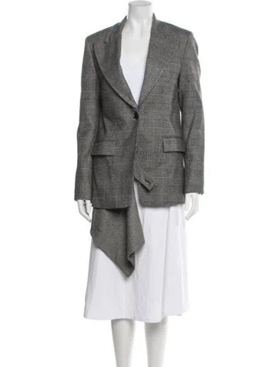 Pre-owned Proenza Schouler Wool Plaid Print Blazer In Gray