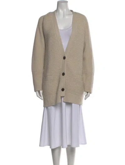 Pre-owned Proenza Schouler Wool Plunge Neckline Sweater In Neutral