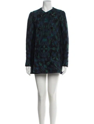 Pre-owned Proenza Schouler Wool Printed Evening Jacket In Blue