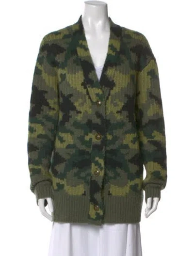 Pre-owned Proenza Schouler Wool Printed Sweater In Green