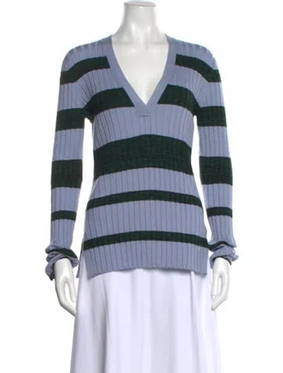 Pre-owned Proenza Schouler Wool Striped Blouse In Blue