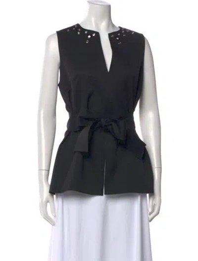 Pre-owned Proenza Schouler Wool V-neck Blouse In Black