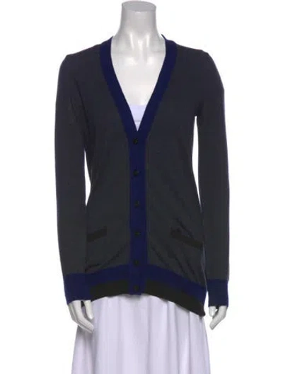 Pre-owned Proenza Schouler Wool V-neck Sweater In Blue