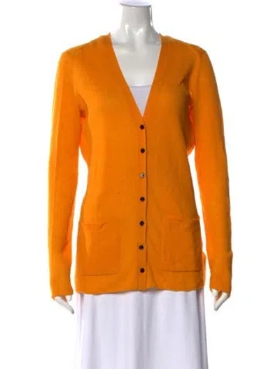 Pre-owned Proenza Schouler Wool V-neck Sweater In Orange