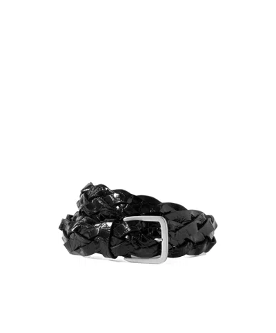 Proenza Schouler Braided Croc-effect Leather Belt In Black