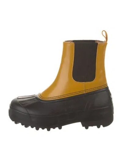Pre-owned Proenza Schouler X Sorel Rubber Colorblock Pattern Rain Boots In Brown