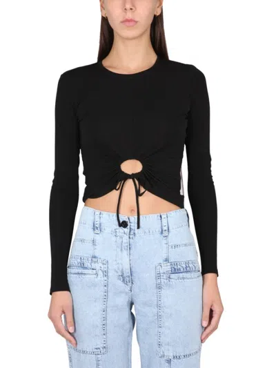 Proenza Schouler X White Label Cropped Top With Circular Cut In Black