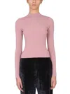 Proenza Schouler X White Label Ribbed Long-sleeved Turtleneck Top In Pink