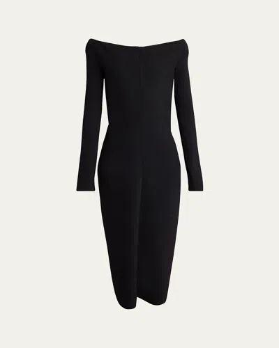 Proenza Schouler Yara Boat-neck Bi-stretch Suiting Dress In Black