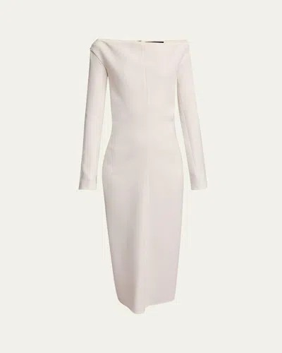 Proenza Schouler Yara Boat-neck Bi-stretch Suiting Dress In Off White
