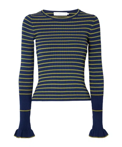 Proenza Schouler Yasmine Striped Ribbed-knit Sweater In Blue
