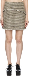 Proenza Schouler Yellow & Black  White Label Frayed Miniskirt In Yellow Multi