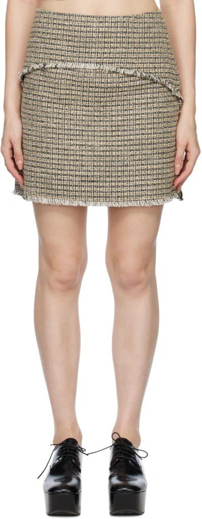 Proenza Schouler Yellow & Black  White Label Frayed Miniskirt In Yellow Multi