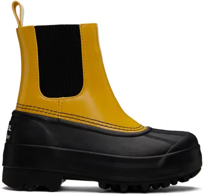 Proenza Schouler Yellow & Black Sorel Edition Caribou Chelsea Boots In Gold Ochre/blk