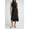 Proenza Schouler Yoko Halter Neck Stretch Poplin Midi Dress In Black