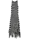 Proenza Schouler Yves Stripe Fringe Maxi Dress In Black