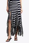 Proenza Schouler Yves Skirt In Stripe Fringed Knit In Black