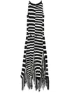 Proenza Schouler Yves Stripe Fringe Maxi Dress In Black