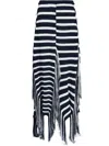 Proenza Schouler Yves Stripe Fringed Cotton Knit Skirt In Blue