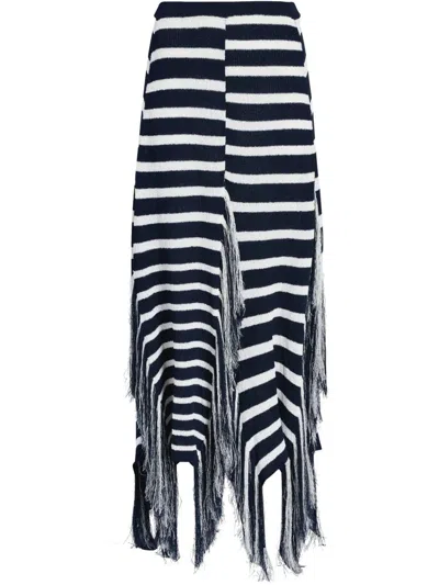PROENZA SCHOULER YVES SKIRT IN STRIPE FRINGED KNIT
